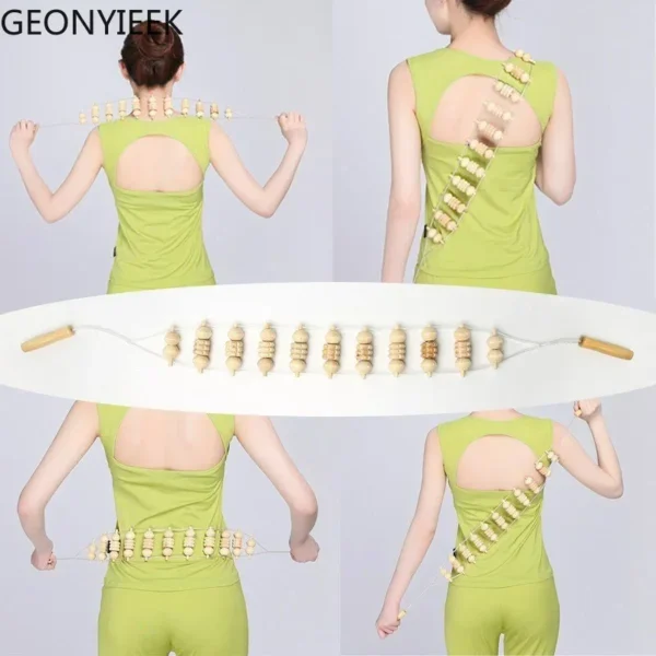 "Wooden Back Massage Roller Rope – Cellulite & Pain Relief Tool for Neck, Legs, and Body Care - Image 5