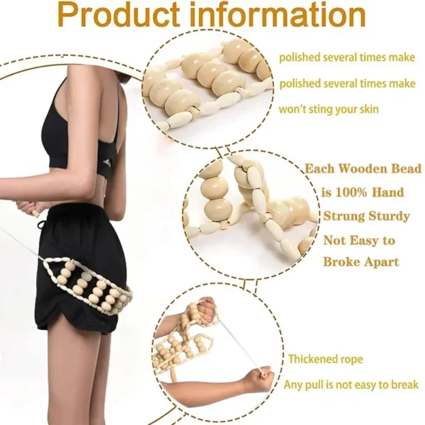 "Wooden Back Massage Roller Rope – Cellulite & Pain Relief Tool for Neck, Legs, and Body Care - Image 4