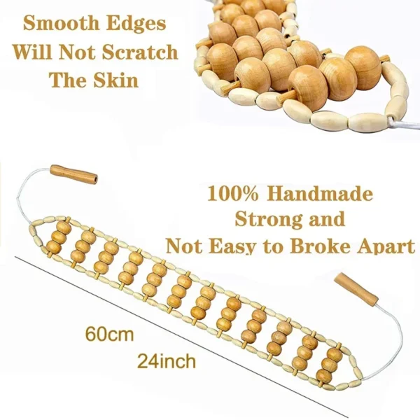 "Wooden Back Massage Roller Rope – Cellulite & Pain Relief Tool for Neck, Legs, and Body Care - Image 3